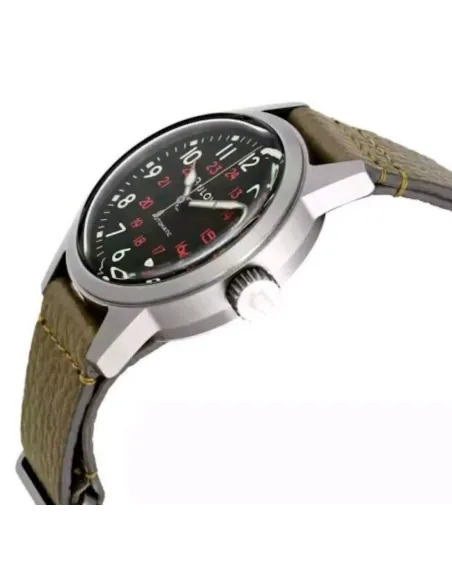 Reloj automático hombre Bulova Hack Military 98A255 38mm dial negro correa de tela 30m WR