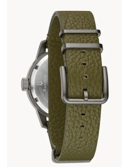 Reloj automático hombre Bulova Hack Military 98A255 38mm dial negro correa de tela 30m WR