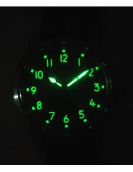 Reloj automático hombre Bulova Hack Military 98A255 38mm dial negro correa de tela 30m WR
