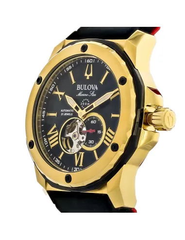 reloj automático hombre Bulova Marine Star 98A272 45mm dial negro 200m WR correa de goma