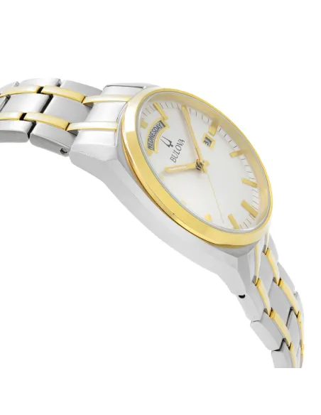 reloj hombre cuarzo Bulova 98C127 39mm dial blanco / plata 30m WR correa de acero