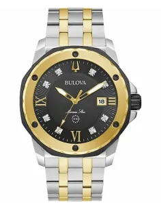 reloj hombre Bulova Marine Star 98D175 44mm dial negro 100m Water resist correa de acero