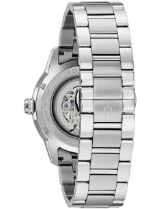 reloj automático hombre Bulova Sutton Skeleton 96A208 43mm negro correa de acero 30m WR 2