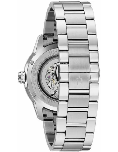 reloj automático hombre Bulova Sutton Skeleton 96A208 43mm negro correa de acero 30m WR