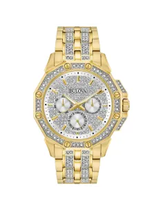 reloj hombre Bulova Crystal Octava Pave Dial 98C126 41.7mm Cuarzo correa de acero 30m WR