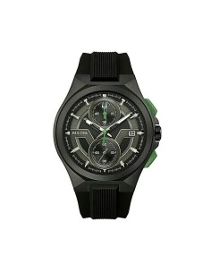 reloj cronógrafo hombre Bulova Maquina 98B381 46mm Verde Gris correa de caucho 100m WR