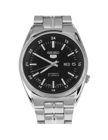 Reloj automático hombre Seiko 5 SNK567J1 dial negro 36mm 30m WR correa de acero