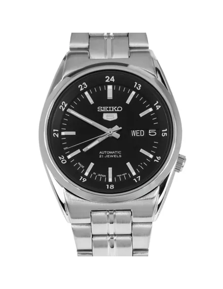 Reloj automático hombre Seiko 5 SNK567J1 dial negro 36mm 30m WR correa de acero