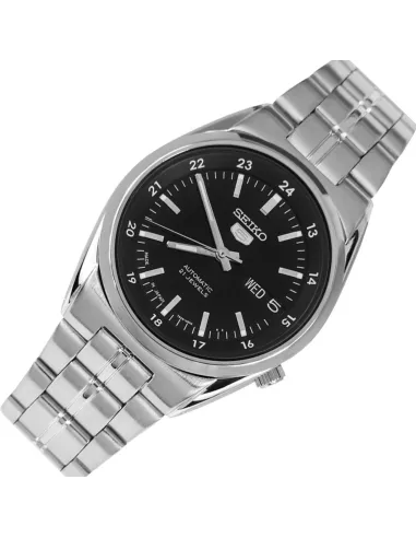 Reloj automático hombre Seiko 5 SNK567J1 dial negro 36mm 30m WR correa de acero