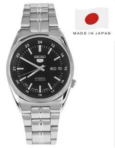 Reloj automático hombre Seiko 5 SNK567J1 dial negro 36mm 30m WR correa de acero