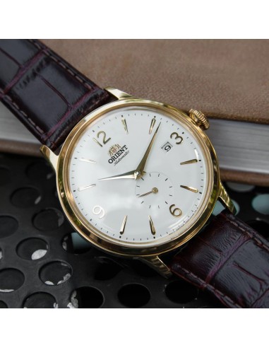 reloj hombre automático Orient Bambino RA-AP0004S white gold correa cuero