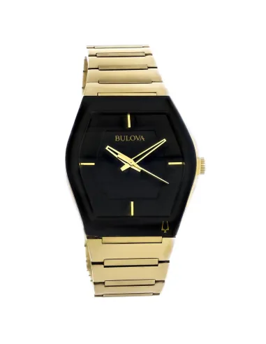 reloj hombre Bulova Futuro Gemini 97A164 Cuarzo acero inoxidable PVD Dorado dial negro