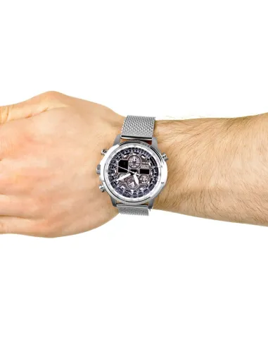 Reloj Hombre Citizen Promaster NaviHawk JY8030-83E Chrono AT Black Dial Mesh Band Men's Watch