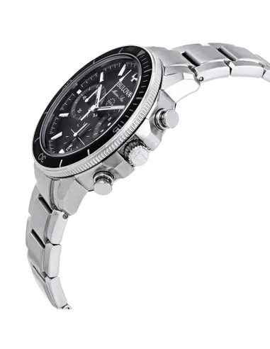 reloj deportivo hombre Bulova Marine Star 96B272 45mm dial negro 200m WR correa de acero Cronógrafo