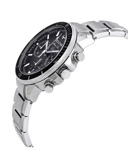 reloj deportivo hombre Bulova Marine Star 96B272 45mm dial negro 200m WR correa de acero Cronógrafo