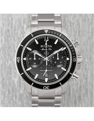 reloj deportivo hombre Bulova Marine Star 96B272 45mm dial negro 200m WR correa de acero Cronógrafo