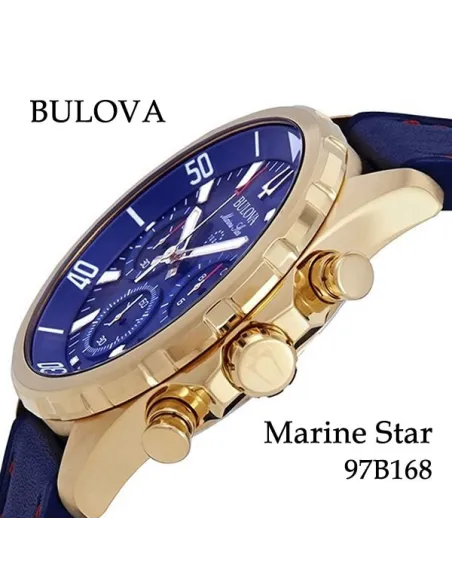 Reloj hombre Bulova Marine Star 97B168 Cuarzo 43mm correa de cuero 100m WR