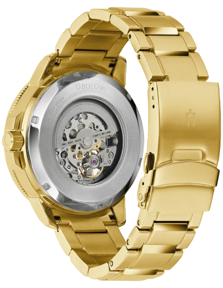 reloj automático hombre Bulova Marine Star 97A174 45mm 200m WR correa de acero PVD dorado