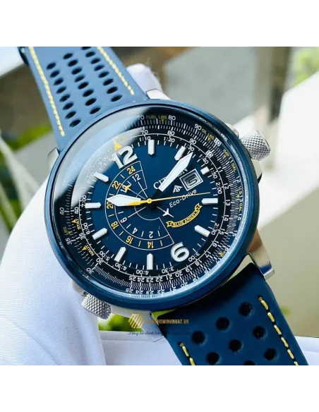 Reloj Aviador hombre Citizen Promaster Nighthawk Blue Angels BJ7007-02L dial azul 42mm correa de cuero 200m
