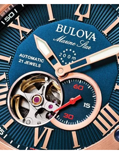 Reloj automático hombre Bulova Marine Star 98A227 44mm 200m WR correa de goma
