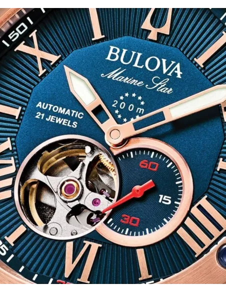 Reloj automático hombre Bulova Marine Star 98A227 44mm 200m WR correa de goma