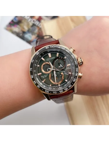Reloj hombre Citizen PCAT Eco-Drive CB5919-00X Perpetual Calendar Atomic Timekeeping A-T dial verde 43mm Cristal de zafiro