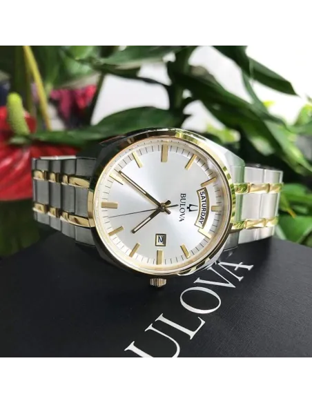 reloj hombre cuarzo Bulova 98C127 39mm dial blanco / plata 30m WR correa de acero