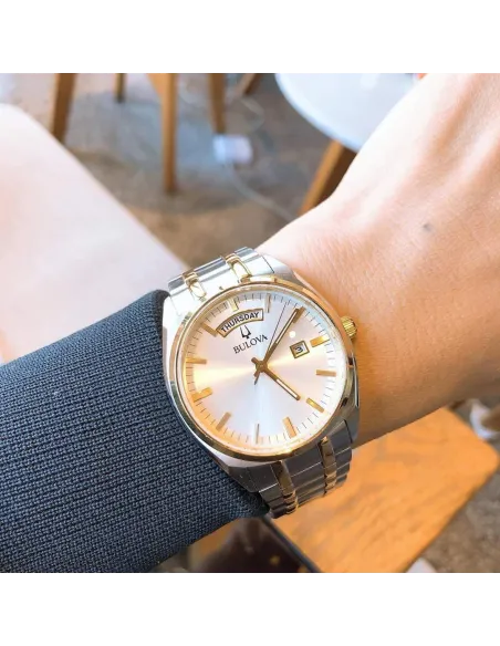 reloj hombre cuarzo Bulova 98C127 39mm dial blanco / plata 30m WR correa de acero