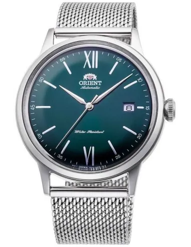 reloj automático hombre Orient Bambino RA-AC0018E dial verde 40.5mm correa acero malla (admite cuerda manual)