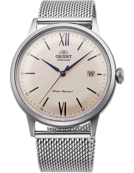 reloj automático hombre Orient Bambino RA-AC0020G dial beige 40.5mm correa acero malla (admite cuerda manual)