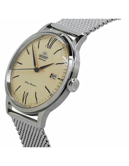 reloj automático hombre Orient Bambino RA-AC0020G dial beige 40.5mm correa acero malla (admite cuerda manual)