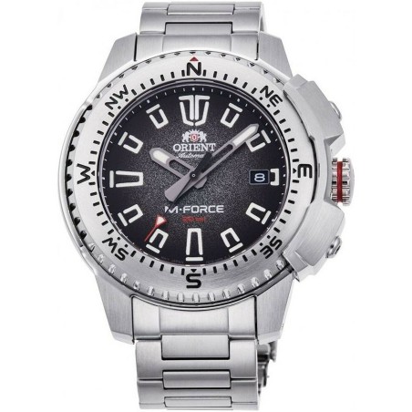 reloj de buceo automático hombre Orient M-Force RA-AC0N01B dial negro 45mm correa acero 200m water resist Cristal Zafiro