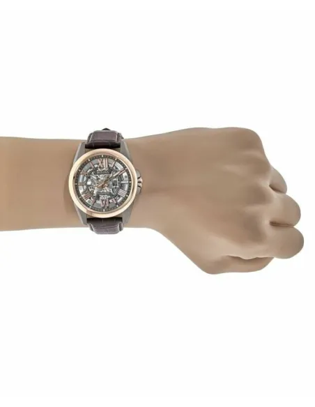 reloj automático hombre Bulova Sutton Skeleton 98A165 43mm Oro Rosa 100m WR correa de cuero