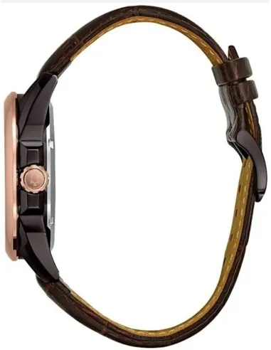 reloj automático hombre Bulova Sutton Skeleton 98A165 43mm Oro Rosa 100m WR correa de cuero