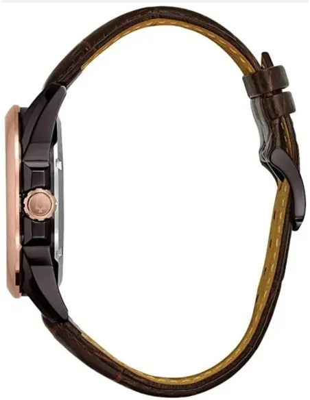 reloj automático hombre Bulova Sutton Skeleton 98A165 43mm Oro Rosa 100m WR correa de cuero