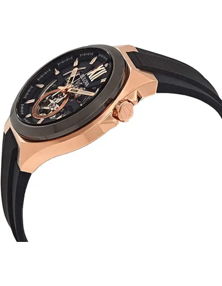 reloj automático hombre Bulova Maquina Skeleton 98A177 46mm Cristal de Zafiro Oro Rosa 100m