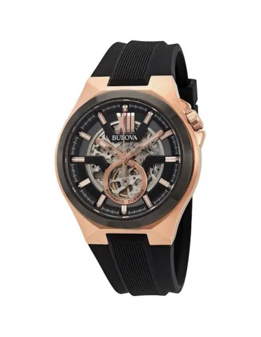reloj automático hombre Bulova Maquina Skeleton 98A177 46mm Cristal de Zafiro Oro Rosa 100m