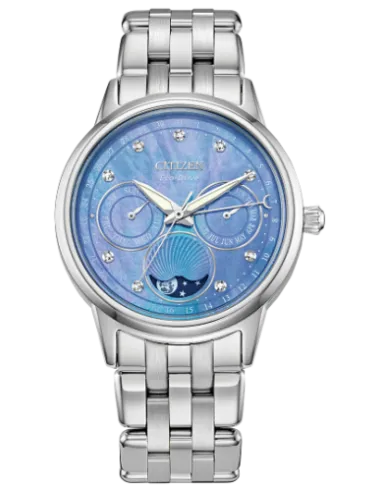 reloj mujer Citizen Eco-Drive Calendrier FD0000-52N 37mm Fases Lunares 50m WR correa de acero