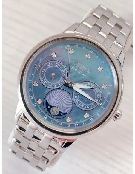 reloj mujer Citizen Eco-Drive Calendrier FD0000-52N 37mm Fases Lunares 50m WR correa de acero