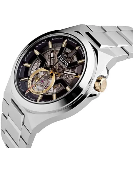 Reloj automático hombre Bulova Maquina 98A224 46mm Cristal de zafiro 100m WR correa de acero