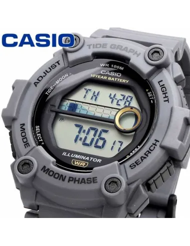 reloj deportivo hombre Casio WS-1300H-8A Mareas Fases Lunares 10 años batería correa resina Luz Led