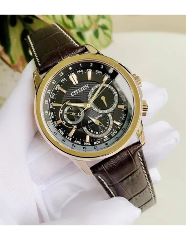 Citizen Ecodrive Calendrier BU2023-04E 44mm 100m WR men's watch leather band Ecodrive