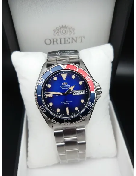 reloj automático hombre Orient New Kamasu RA-AA0812L "pepsi" dial azul 41.8mm correa acero cristal zafiro 200m water resist
