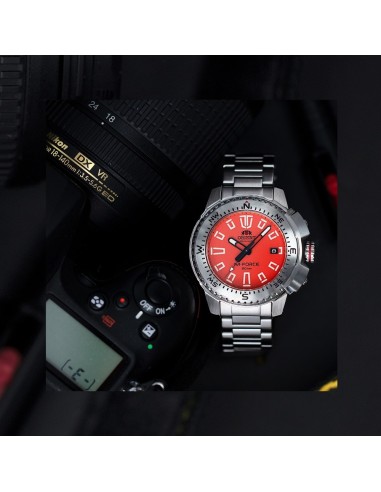 reloj de buceo automático hombre Orient M-Force RA-AC0N02Y dial naranja 45mm correa acero 200m water resist Cristal Zafiro
