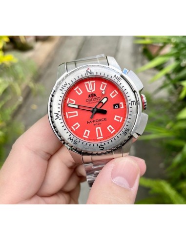 reloj de buceo automático hombre Orient M-Force RA-AC0N02Y dial naranja 45mm correa acero 200m water resist Cristal Zafiro
