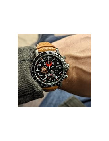 Reloj hombre aviador Citizen Star Wars Rebel Pilot CA0761-06W 44mm dial negro correa de cuero 100m