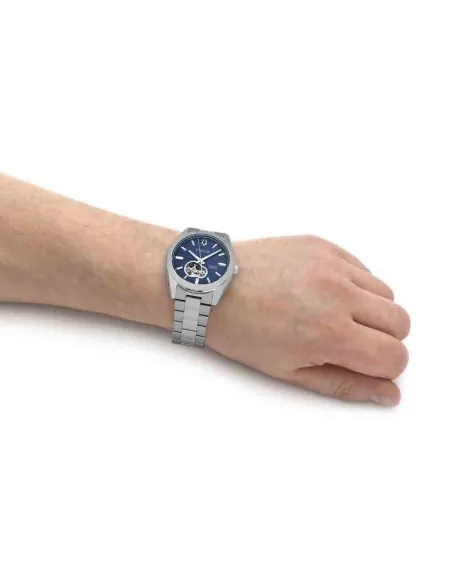 reloj automático hombre Bulova Surveyor 96A275 42mm 30m WR / 3ATM correa de acero dial azul