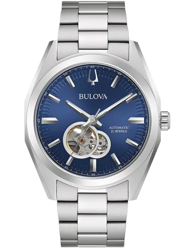 reloj automático hombre Bulova Surveyor 96A275 42mm 30m WR / 3ATM correa de acero dial azul