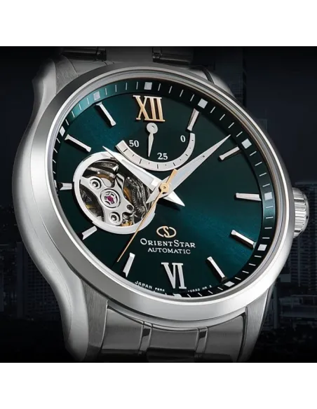 Reloj automático hombre Orient Star RE-AT0002E dial verde acero inoxidable cristal zafiro revestimiento anti-reflejos