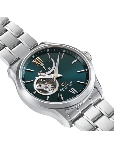 Reloj automático hombre Orient Star RE-AT0002E dial verde acero inoxidable cristal zafiro revestimiento anti-reflejos